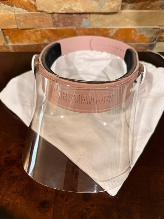 Dior Accessories - Dior Pink Transparent Logo Visor with White Emblem